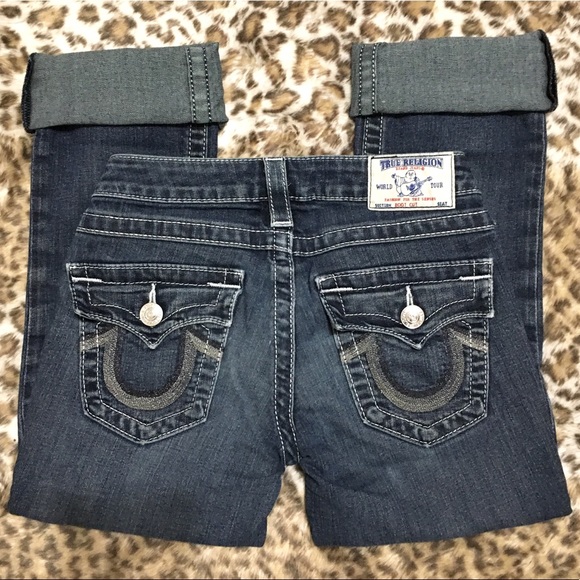 TRUE RELIGION CROPPED STRETCH DENIM BOOT CUT JEANS - Picture 3 of 8